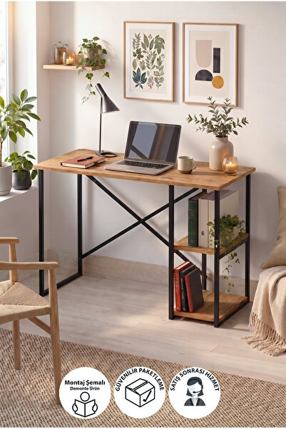 Bofigo 110x50 Cm 2 Raflı Çalışma Masası Bilgisayar Masası Ofis Masası Ders Ma...