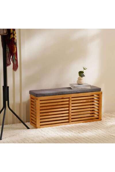 PAN HOME Ecovibe Bamboo Bathroom Storage Bench 88x22x42cm - Natural