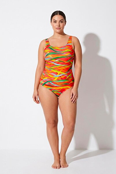 AYYILDIZ 4310 Orange Green Strappy Recovery Swimsuit