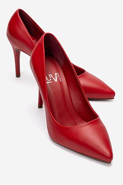 LuviShoes MORIEL Дамски обувки на ток от естествена кожа, червени