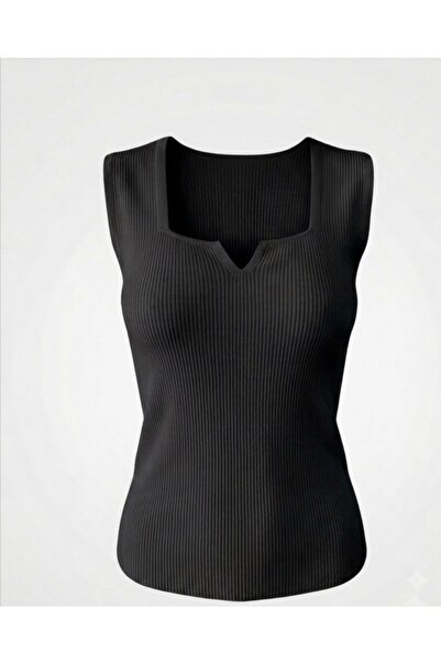 Generic Brand Plus Size Black Stretchy Knitwear Blouse