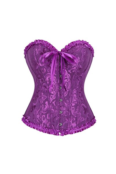 Mournbelle Gotik / Vintage Açık Mor Desenli Korse