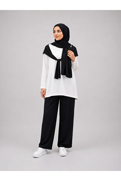 Trendline Women's Modal Fabric Stretchy Hijab Scarf Set with Top and Bottom P...