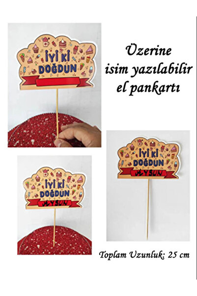 tm tasarı mağazası 1 Adet 25 cm Karton İyi Ki Doğdun İsim Yazılabilir Konuşma...