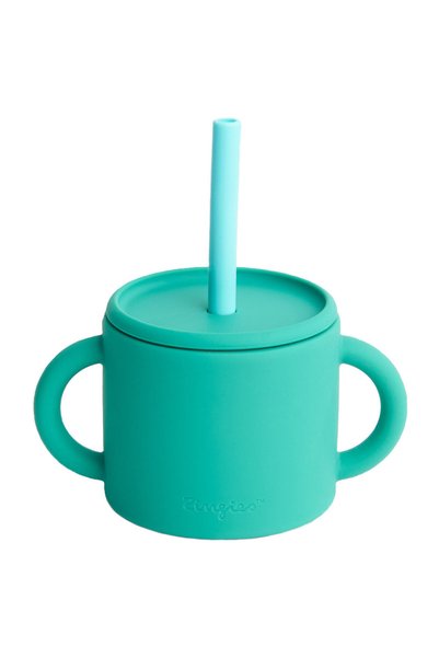 Zingies Ράφα Παιδικό Ποτήρι με Λαβές και Καλαμάκι Σιλικόνης 180 ml