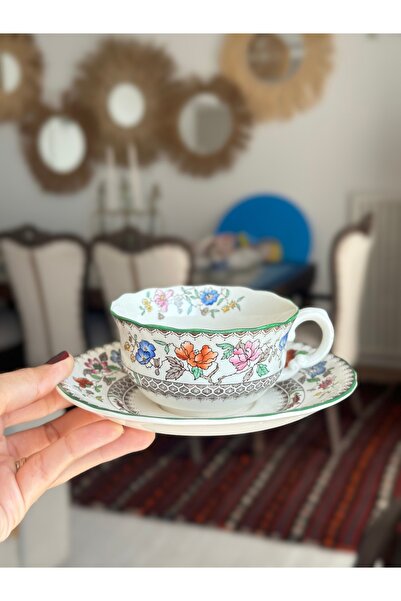 SPODE Antika İngiliz Spod Chinese Rose Serisi Renkli Çiçekli Tombul Form Çay ...