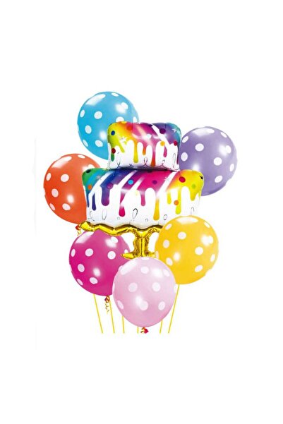 MP Mirific Party Set 7 baloane din latex și metalice, tort La mulți ani, mult...