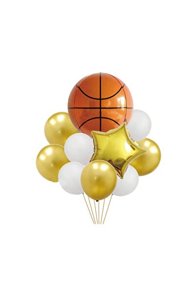 MP Mirific Party Set de 10 baloane din latex și metalice, minge de baschet, m...