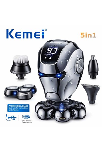 Kemei 5 in 1 Grooming Kit for Men Waterproof USB Rechargeable Trimmer