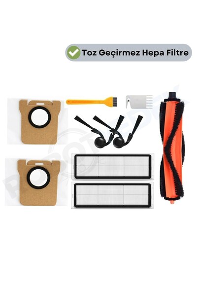 robotyedek Xiaomi Vacuum H50/H50 Pro Compatible Main Brush Hepa Filter Side B...