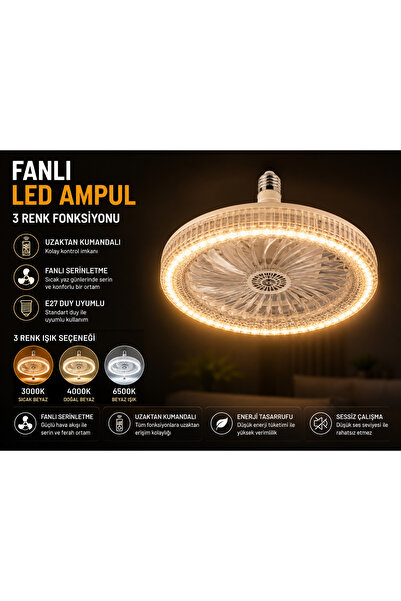 BİOL Aydınlatma Fanlı Led Ampul Mafsallı