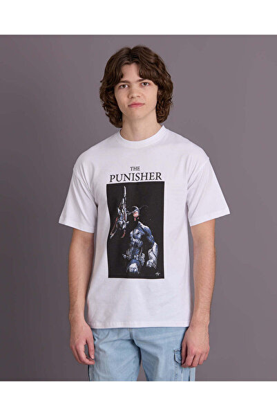 REDTAG Senior Boys White Punisher Print T-Shirt