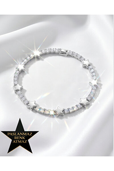 XUPING JEWELRY Xuping White Gold Color Stone Detailed Star Women's Bracelet 1...