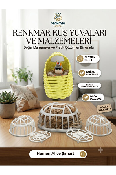 renkmar Wicker Nest and Nest String Canary Fincan Bird Nest for Indian Nighti...