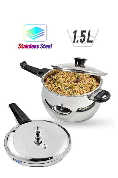 Vinod 1.5L Splendid Plus Stainless Steel Outer Lid Pressure Cooker, Handi Sty...