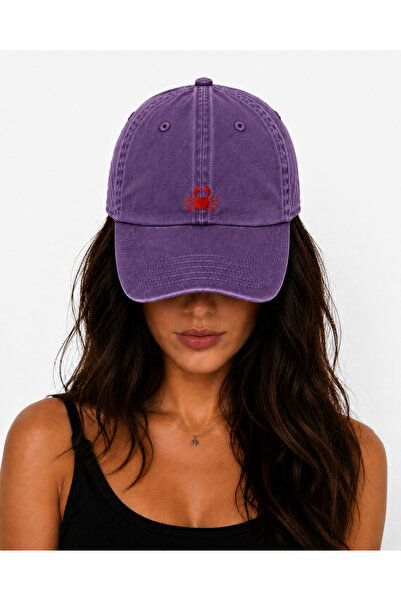 WeavedCo Red Crab Embroidered Hat, Vintage Washed Baseball Cap (Crab Embroide...