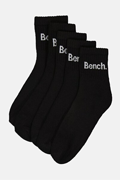 BENCH جوارب رجالية بشعار العلامة التجارية، 5 أزواج، أسود
