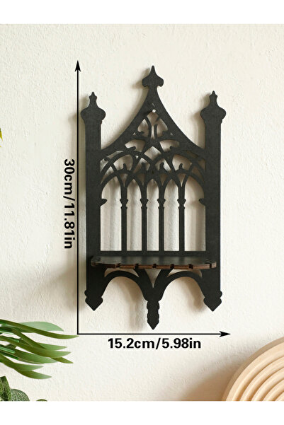 Choice KK145-MS8644 Black Gothic Wooden Shelf Wall Decor Hollow Vintage Fence...