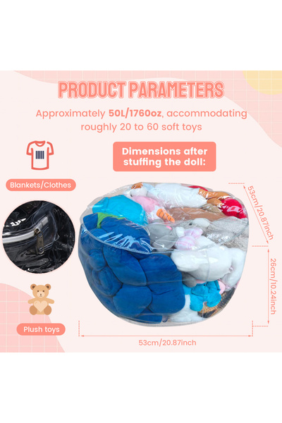 choice2 D 50L 150/180L Transparent Children Plush Toys Storage Chair Cover Be...