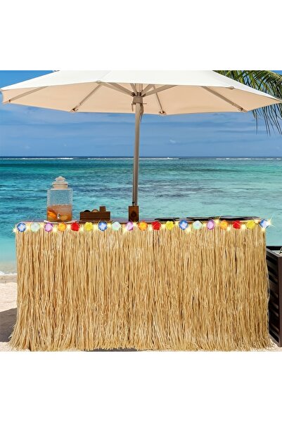 Choice5 60-400cm Grass color Vibrant Tropical Hawaiian Table Skirt, Easy-Hang...