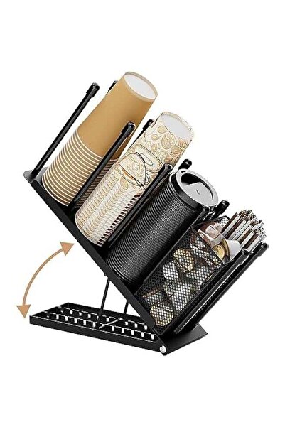 Arabest Cup and Lid Holder, Adjustable Coffee Cup Holder Organizer with 4 Com...