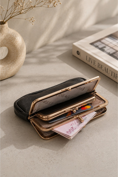 Maslan Bags Women's Brown Multi-Compartment Soft Leather Clip-On Scholarship ...
