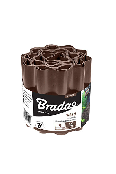 Bradas Separator gazon tip bordură din plastic ondulată, 9m x 15cm, maro