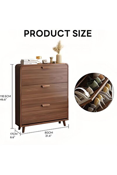 sharpdo 3-Layer Home Entrance Simple Ultra-Thin Flip Shoe Cabinet, Can Hold About 12 Pairs of Daily Shoes