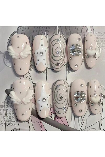 choice2 SJ0111-XS 10 pieces of hand pressed oval nails, beautiful fake nails,...