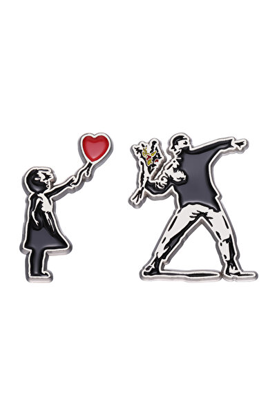 Choice TZ1216 Classic Banksy Art Design Collection Brooch Enamel Pin Flower T...