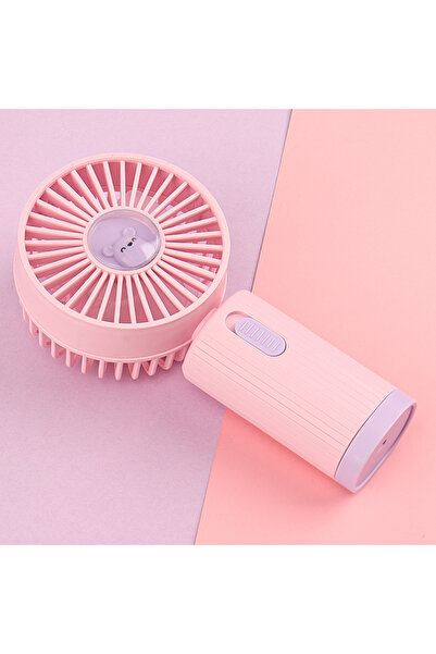 Choice مروحة يدوية وردية محمولة قابلة لإعادة الشحن عبر USB مع قاعدة، مروحة صغ...