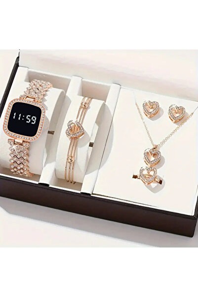 Choice1 Gold Women Led Watch 6pcs Set Fashion Casual Digital Watch FREE Brace...