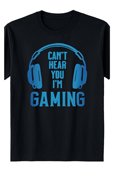 NOURAM Men's "Can't Hear You, I'm Playing a Game" Gaming T-Shirt with Earpiec...