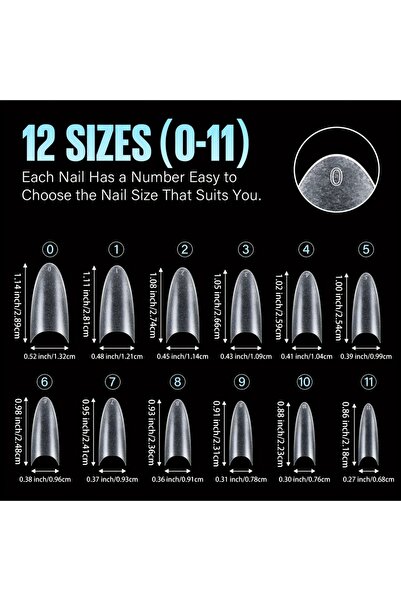 Choice3 almond-shaped HOTWAY 360 pieces - short, medium, and long almond shap...