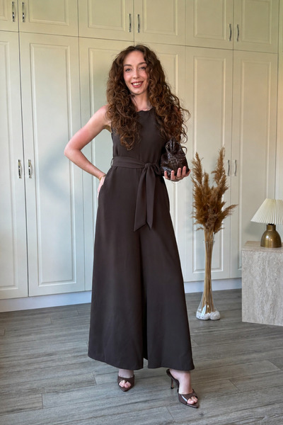 Dilay Gökoğlu Butik Wide-Leg Jumpsuit with Draped Belt Detail
