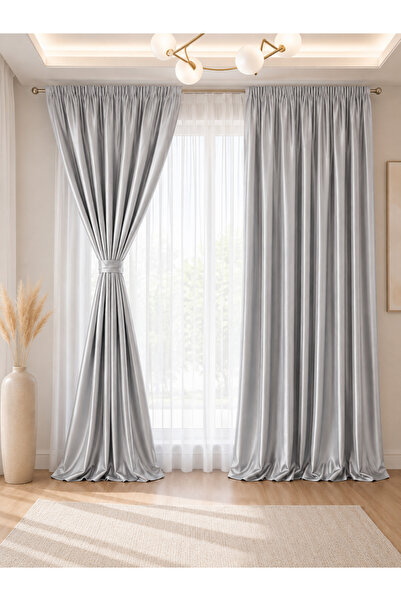 Liz Line Set doua draperii blackout 100%, opreste caldura si frigul, cu rejan...