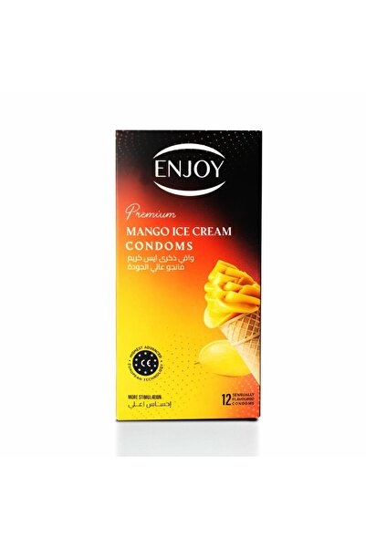 Enjoy Ainjoy Condoms 12Pcs Premium Mango Ice Cream Flavor Higher Sensation