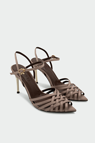 LAMİNTA Wonder Women's Mink Heeled Shoes with Special Cut Detail