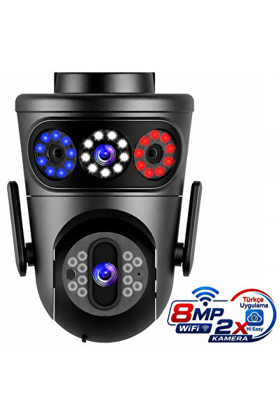 jetucuzal Mario 8MP 2 Kamera PTZ WiFi IP 4X Zoom Hareket Takipli Renkli Gece ...