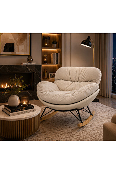 N.zone Modern Design Comfortable Rocking Chair - Width 89cm, Depth 75cm, Heig...