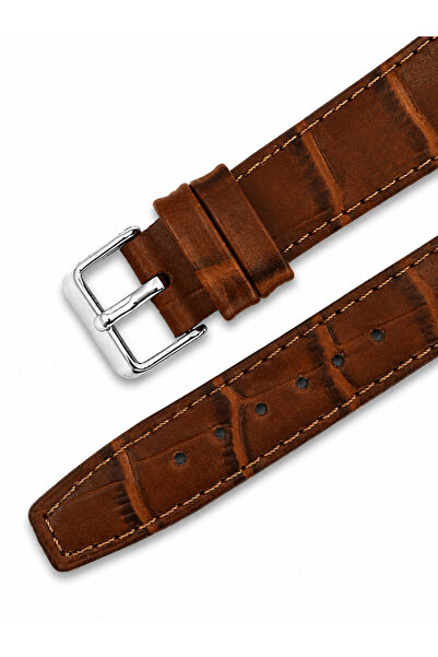 Leather Class Gentleman Koleksiyonu Kroko Deri Saat Kayışı Taba | 22 mm Ölçül...