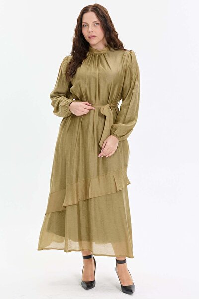 KADO OUTLET Long dress with belt detail and ruffles