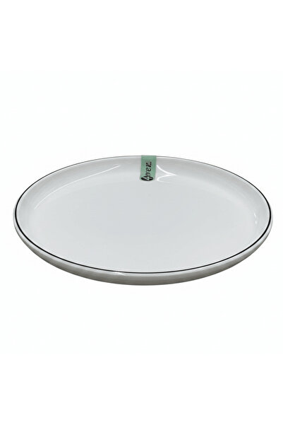 4EVER 4 Ever White Melamine Dessert Plate with Black Rim — 10.75 Inch