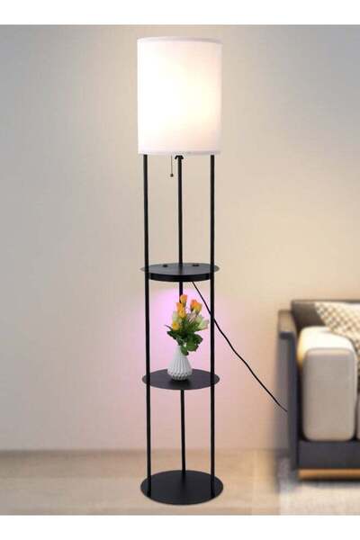 Yatai LIGHTING Modern LED Floor Lamp 62-Inch, 3-Color Dimming, Black Iron & F...