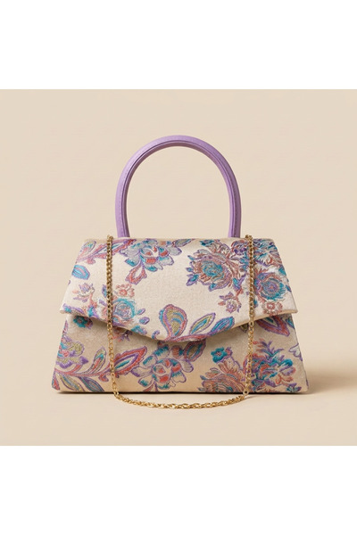 Letafia Valley Ethnic Pattern Glittery Shoulder Bag Violet