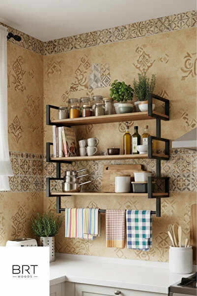 BRTWOODS Havluluklu 3 Katlı Metal Banyo Rafı Duvara Monte Şampuanlık Organize...