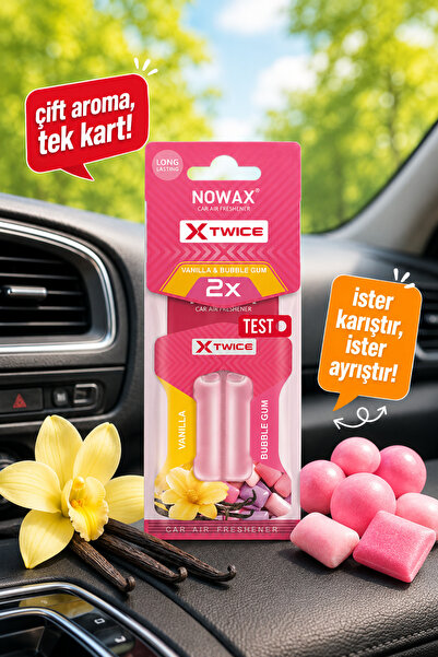 nowax X-Twice Vanilla & Bubblegum Çift Aromalı Oto Kokusu | Çift Likitli Arab...