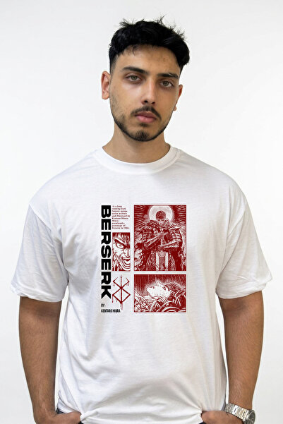 Anetos Guts Berserk_17 Design Printed Oversize White T-Shirt