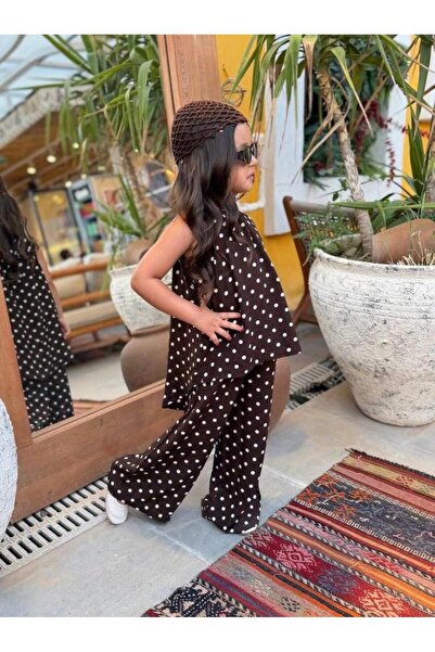 bohemiankids baby wear Devojčino odijelo od viskoznog materijala, smeđe sa to...