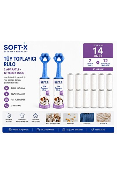 Tüy Toplayıcı Rulo 50 Yapraklı 2 + 12 Yedek Avantaj Paket